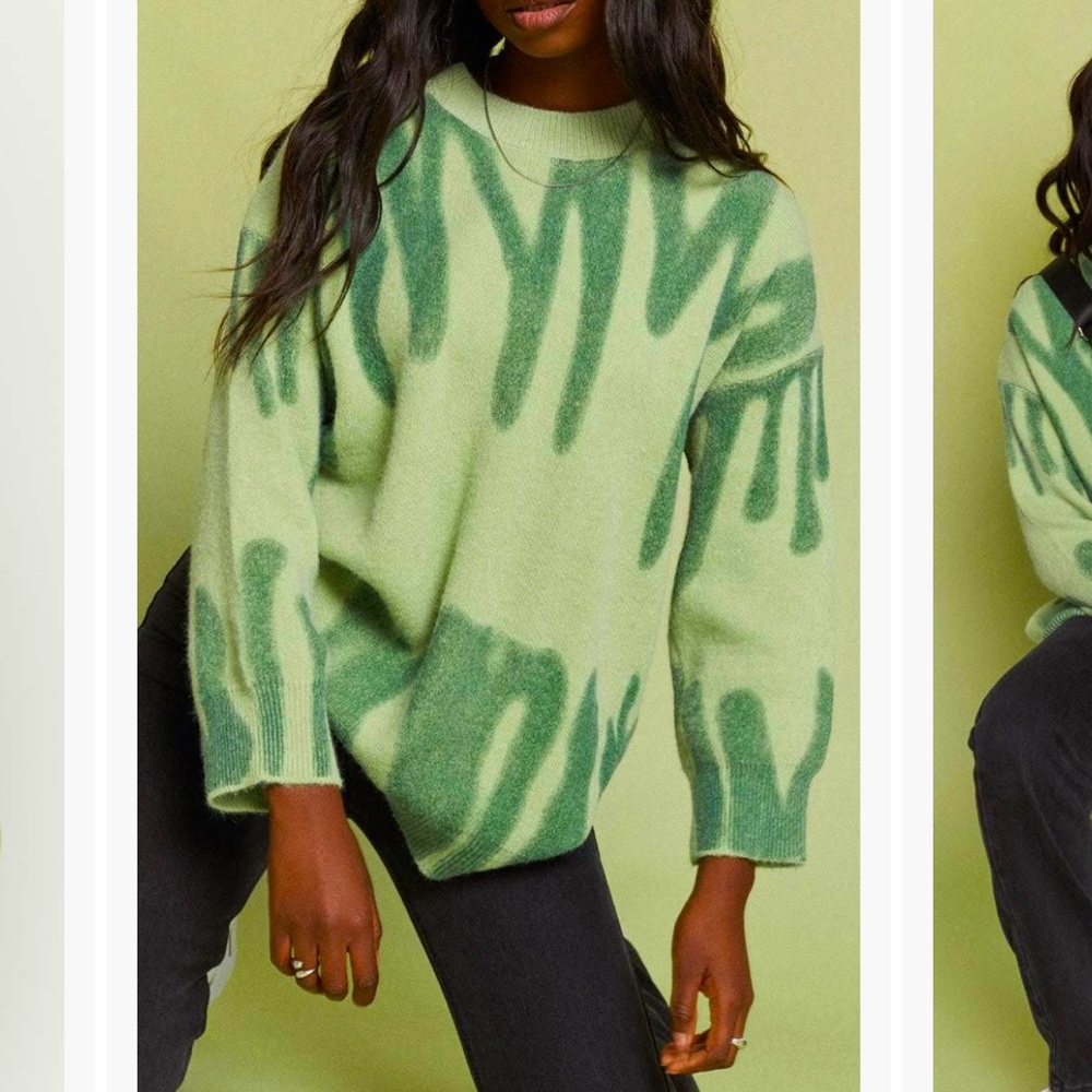 Beginning Boutique Clemence Oversized Knitted Sweater Green